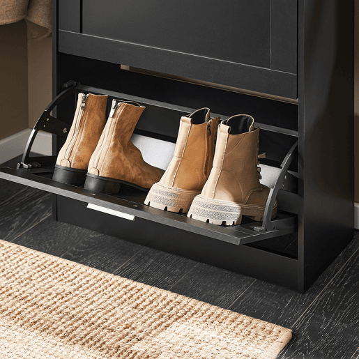 SoBuy Zapatero con 2 Solapas Armario de Entrada Zapatero Organizador 60 x 25 x 80 cm Negro FSR137-SCH