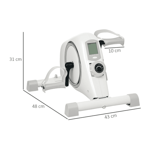 SPORTNOW Mini Bicicleta Estática com Resistência Magnética de 8 Níveis Ecrã LCD e Pedais Antiderrapantes para Exercitar Braços e Pernas Pedaleador para Casa Escritório Branco