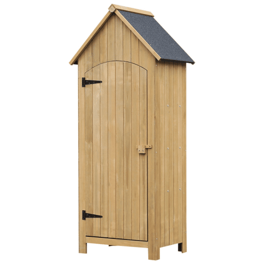 Outsunny Armário Jardim de Madeira 77,5x54,2x179,5 cm 0,3 m² Abrigo de Exterior Armário para Arrumação de Ferramentas com 3 Prateleiras e 2 Portas com Fecho para Pátio Terraço Madeira