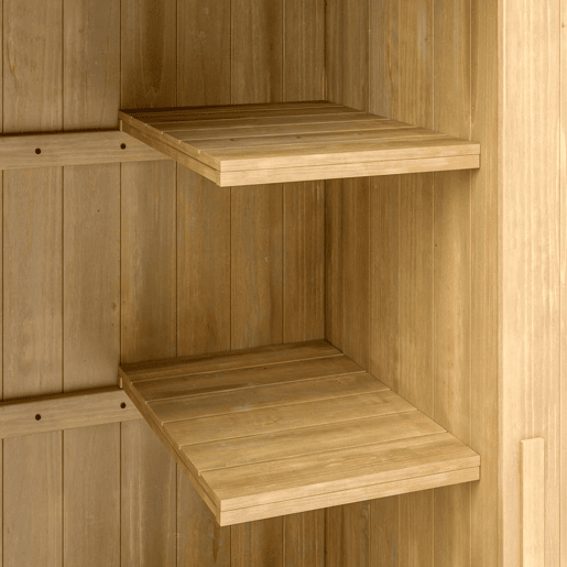 Outsunny Armário Jardim de Madeira 77,5x54,2x179,5 cm 0,3 m² Abrigo de Exterior Armário para Arrumação de Ferramentas com 3 Prateleiras e 2 Portas com Fecho para Pátio Terraço Madeira