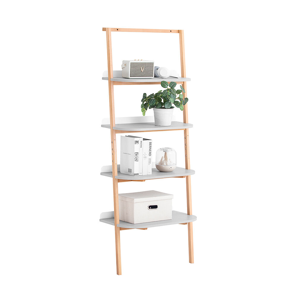 Sobuy estantería de escalera de 4 niveles librería multiusos de almacenamiento con estructura robusta para sala de estar oficina dormitorio gris hstr02-hg