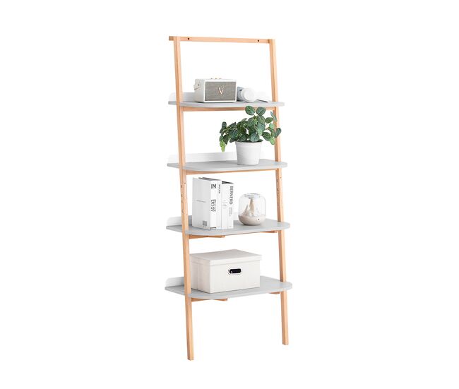 Sobuy estantería de escalera de 4 niveles librería multiusos de almacenamiento con estructura robusta para sala de estar oficina dormitorio gris hstr02-hg