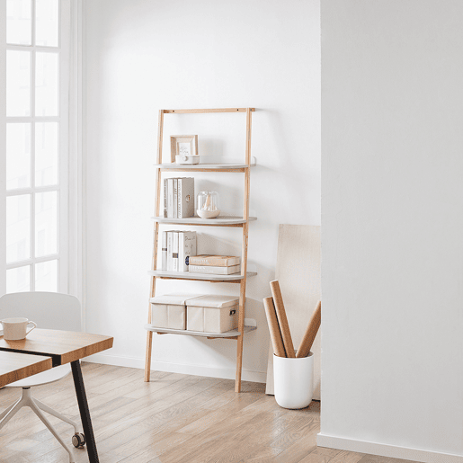 SoBuy Estante de 4 níveis com escada, estante multifunções com estrutura resistente para sala de estar, escritório, quarto, cinzento HSTR02-HG
