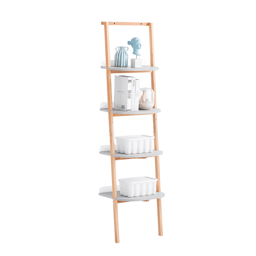 SoBuy Estante com 4 níveis em formato de escada, estante multifunções com estrutura resistente para sala de estar, escritório e quarto, cinzenta HSTR02-K-HG