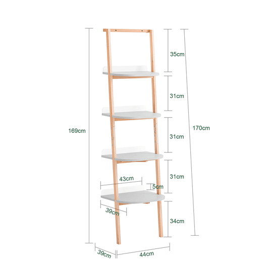 SoBuy Estante com 4 níveis em formato de escada, estante multifunções com estrutura resistente para sala de estar, escritório e quarto, cinzenta HSTR02-K-HG