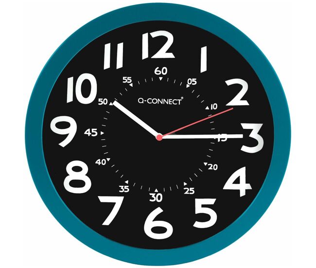 Reloj de pared q-connect kf11214 ø 30 cm azul aluminio plástico moderno