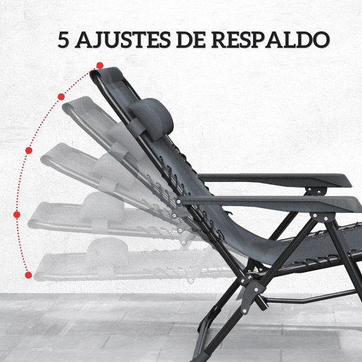 Outsunny Conjunto de 2 Espreguiçadeiras Jardim Dobráveis com Mesa Auxiliar Porta-Copos Espreguiçadeiras de Gravidade Zero com Encosto Ajustável Apoios de Braço Removíveis para Pátio Piscina Cinza