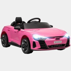 HOMCOM Carro Elétrico AUDI RS E-Tron GT para Crianças de 3-6 Anos Carro de Bateria 12V com 2 Motores Controlo Remoto Faróis LED Buzina Música USB e Abertura de Porta 3-5kmh 103x58x41 cm Rosa