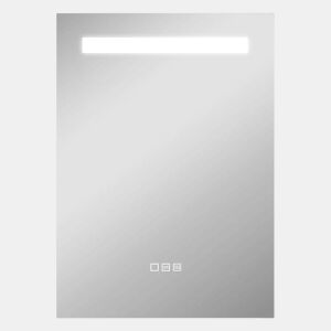HOMCOM Espelho de Casa de Banho com Luz LED 70x50 cm Espelho de Casa de Banho de Parede com 3 Cores de Luz Função Antiembaciamento Função de Memória IP44