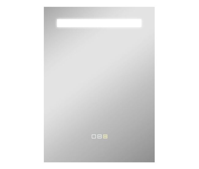 Homcom espejo de baño con luz led 70x50 cm espejo de pared con 3 colores de luz brillo ajustable función antivaho función de memoria interruptor