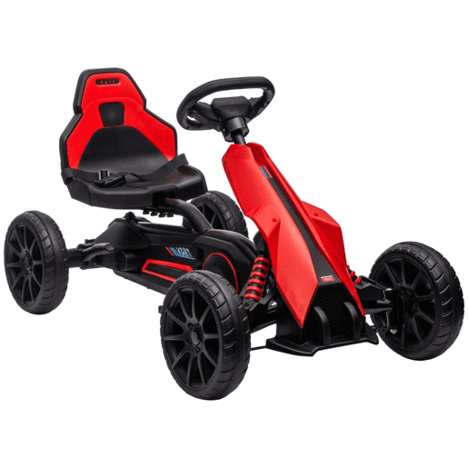 HOMCOM Kart a Pedais Infantil Kart a Pedais para Crianças de 3-8 Anos com Assento Ajustável em 4 Posições, Travão de Mão e Rodas de EVA Carga 30 kg 100x58x58,5 cm Vermelho