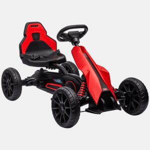 HOMCOM Kart a Pedais Infantil Kart a Pedais para Crianças de 3-8 Anos com Assento Ajustável em 4 Posições, Travão de Mão e Rodas de EVA Carga 30 kg 100x58x58,5 cm Vermelho