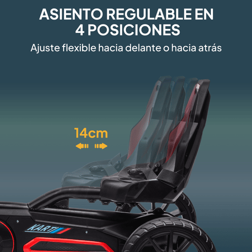 HOMCOM Kart a Pedais Infantil Kart a Pedais para Crianças de 3-8 Anos com Assento Ajustável em 4 Posições, Travão de Mão e Rodas de EVA Carga 30 kg 100x58x58,5 cm Vermelho