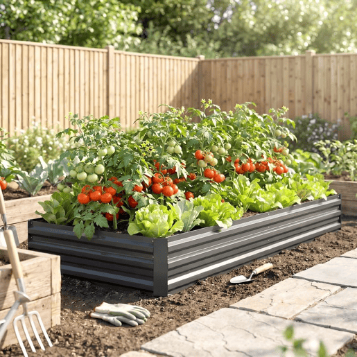 Outsunny Floreira Grande para Exterior Retangular em Aço Galvanizado, Horta Urbana para Plantas, Canteiro Grande com Base Aberta, Resistente às Intempéries, 241x90,5x30 cm, Cinzento