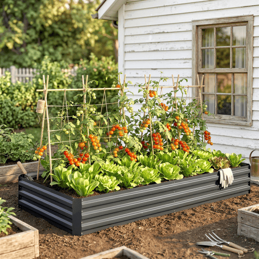 Outsunny Floreira Grande para Exterior Retangular em Aço Galvanizado, Horta Urbana para Plantas, Canteiro Grande com Base Aberta, Resistente às Intempéries, 241x90,5x30 cm, Cinzento