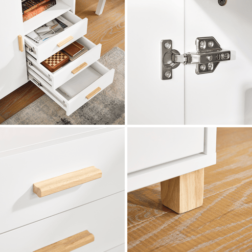Suporte para impressora com 1 porta Armário de escritório Mesa de apoio com 3 gavetas e 1 compartimento aberto 90 x 45 x 75 cm ASK07-WN SoBuy PT
