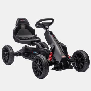 HOMCOM Kart a Pedais Infantil Kart a Pedais para Crianças de 3-8 Anos com Assento Ajustável em 4 Posições, Travão de Mão e Rodas de EVA Carga 30 kg Preto
