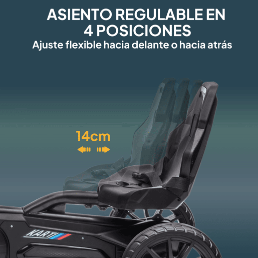 HOMCOM Kart a Pedais Infantil Kart a Pedais para Crianças de 3-8 Anos com Assento Ajustável em 4 Posições, Travão de Mão e Rodas de EVA Carga 30 kg Preto