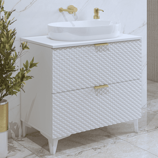 Móvel de apoio Cléa 80 cm com pernas, branco Móvel de apoio Cléa 80 cm com pernas, branco