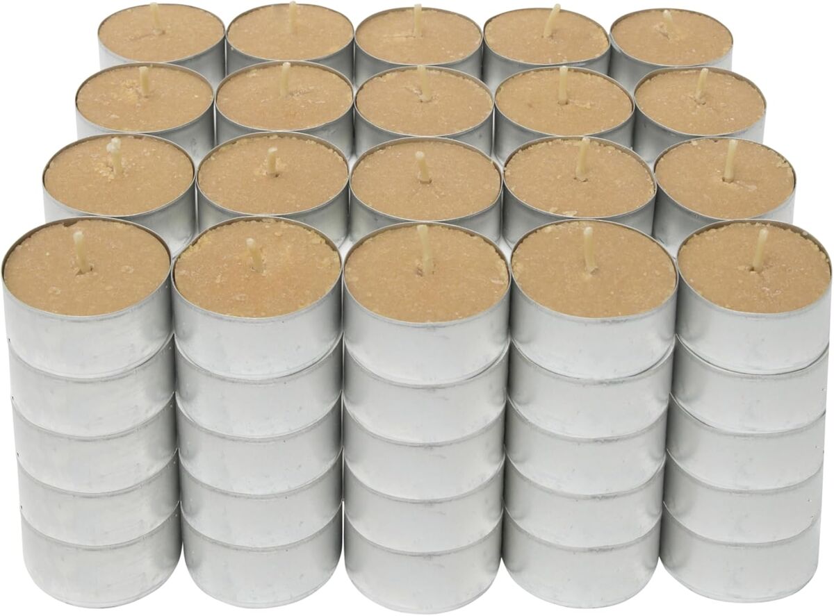 Com-fort house | velas de te perfumadas | pack velas de 100 unidades | velas de té calientaplatos | tealight | 4,5 horas de duración | olor canela