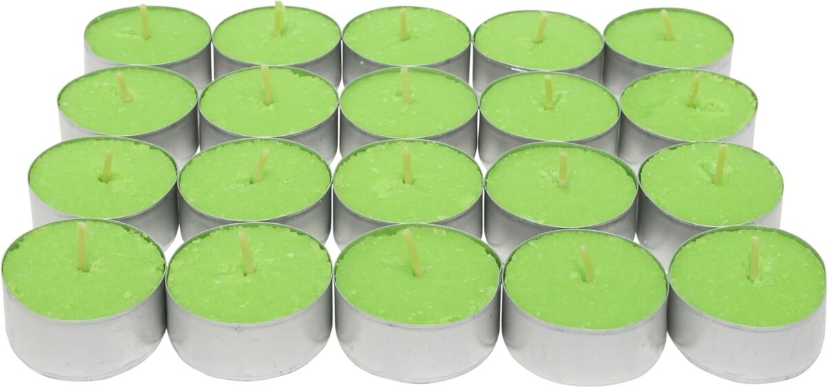 Com-fort house | velas de te perfumadas | pack velas de 20 unidades | velas de té calientaplatos | tealight | 4,5 horas de duración | olor jazmín de noche