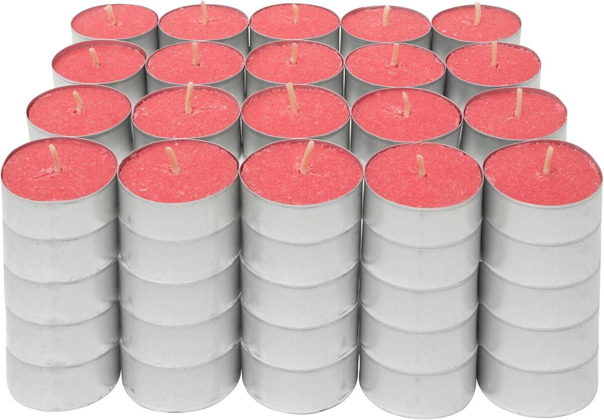 Com-fort house | velas de te perfumadas | pack velas de 100 unidades | velas de té calientaplatos | tealight | 4,5 horas de duración | olor frutas del bosque