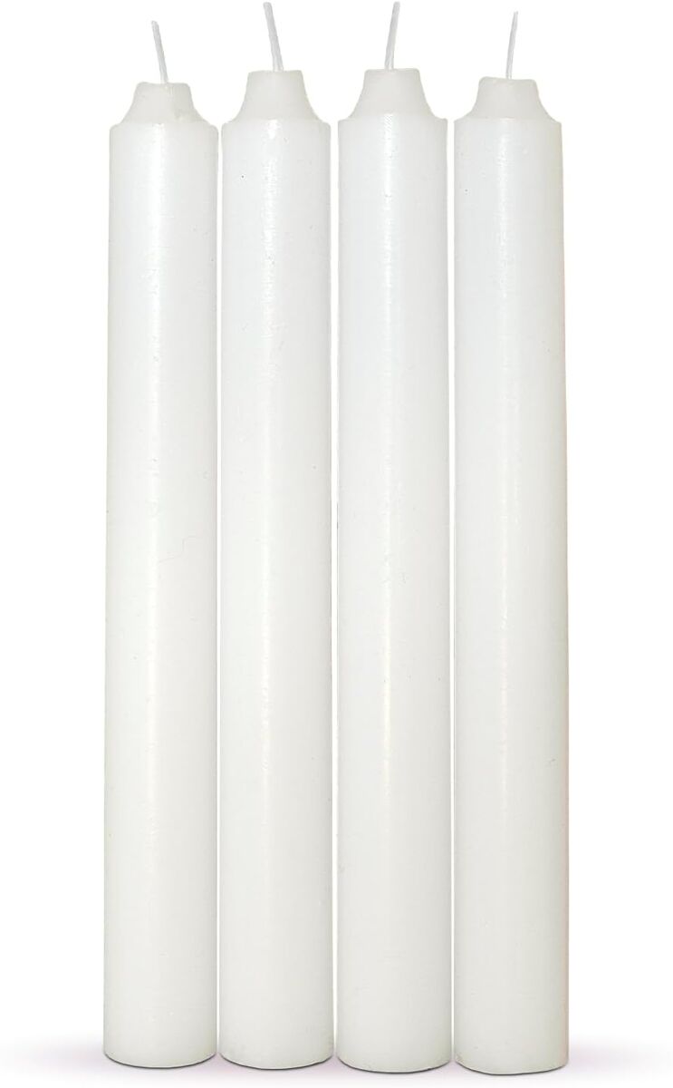 Com-fort house- velas blancas | pack velas de 4 unidades | velas 2x17,5cm | velas estilo candelabro | velas decorativas sin perfume |