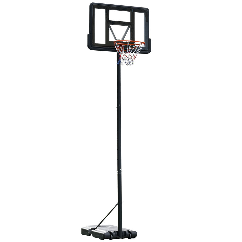 Homcom canasta de baloncesto de exterior con altura ajustable 220-365 cm aro de baloncesto portátil con soporte canasta de baloncesto con ruedas base rellenable negro