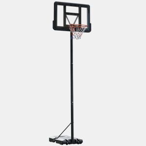 HOMCOM Cesta de Basquetebol de Exterior com Altura Ajustável 220-365 cm Aro de Basquetebol com Suporte Cesta de Basquetebol com Rodas Base Recarregável Preto