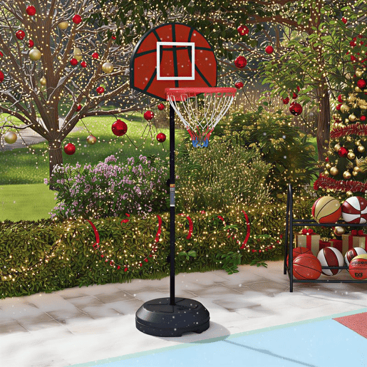 SPORTNOW Tabela de Basquetebol com Altura Ajustável 129-179 cm Aro de Basquetebol com Alvo Magnético e Dardos Base Reenchível Ø38x129-179 cm Preto