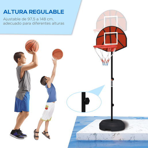 SPORTNOW Tabela de Basquetebol com Altura Ajustável 129-179 cm Aro de Basquetebol com Alvo Magnético e Dardos Base Reenchível Ø38x129-179 cm Preto