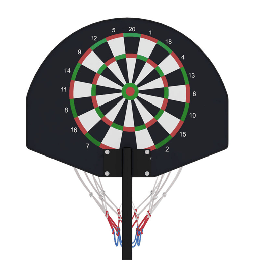 SPORTNOW Tabela de Basquetebol com Altura Ajustável 129-179 cm Aro de Basquetebol com Alvo Magnético e Dardos Base Reenchível Ø38x129-179 cm Preto