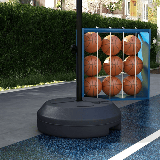 SPORTNOW Tabela de Basquetebol com Altura Ajustável 129-179 cm Aro de Basquetebol com Alvo Magnético e Dardos Base Reenchível Ø38x129-179 cm Preto