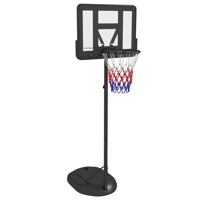 Sportnow canasta de baloncesto con altura ajustable 216-277 cm aro de baloncesto para exterior con ruedas y base rellenable para adolescentes y adultos negro