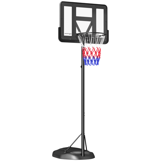 SPORTNOW Tabela de Basquetebol com Altura Ajustável 216-277 cm Aro de Basquetebol para Exterior com Rodas e Base Recarregável para Adolescentes Preto
