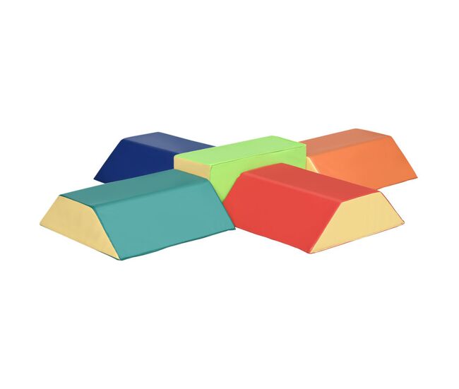 Homcom juego de 5 bloques de espuma para niños de 12-36 meses juguetes de construcción juguete para aprendizaje infantil para escalar y gatear 48x19x48 cm multicolor