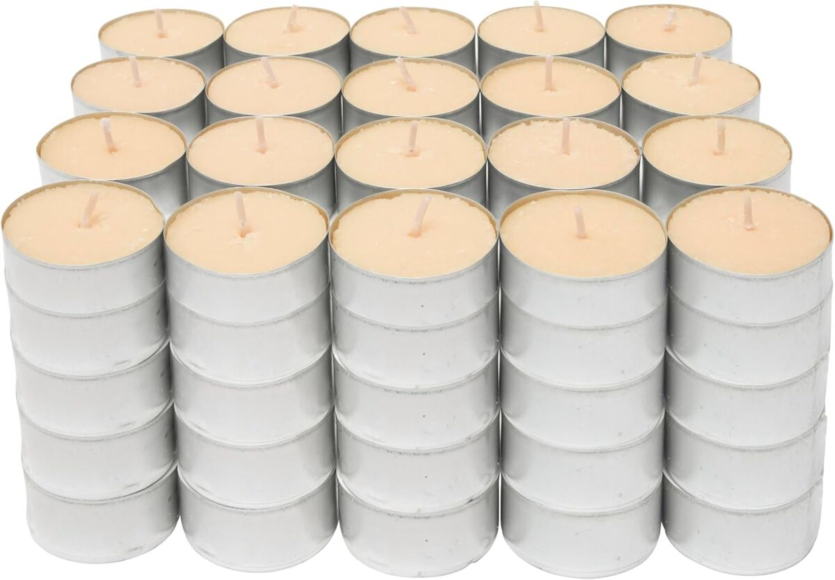 Com-fort house | velas de te perfumadas | pack velas de 100 unidades | velas de té calientaplatos | tealight | 4,5 horas de duración | olor sorbete sandía