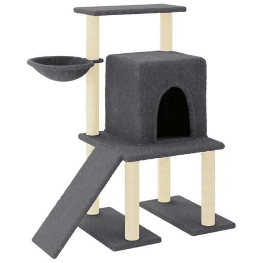 vidaXL Árvore gatos c postes arranhadores sisal 96,5 cm cinza-escuro vidaXL Árvore gatos c postes arranhadores sisal 96,5 cm cinza-escuro