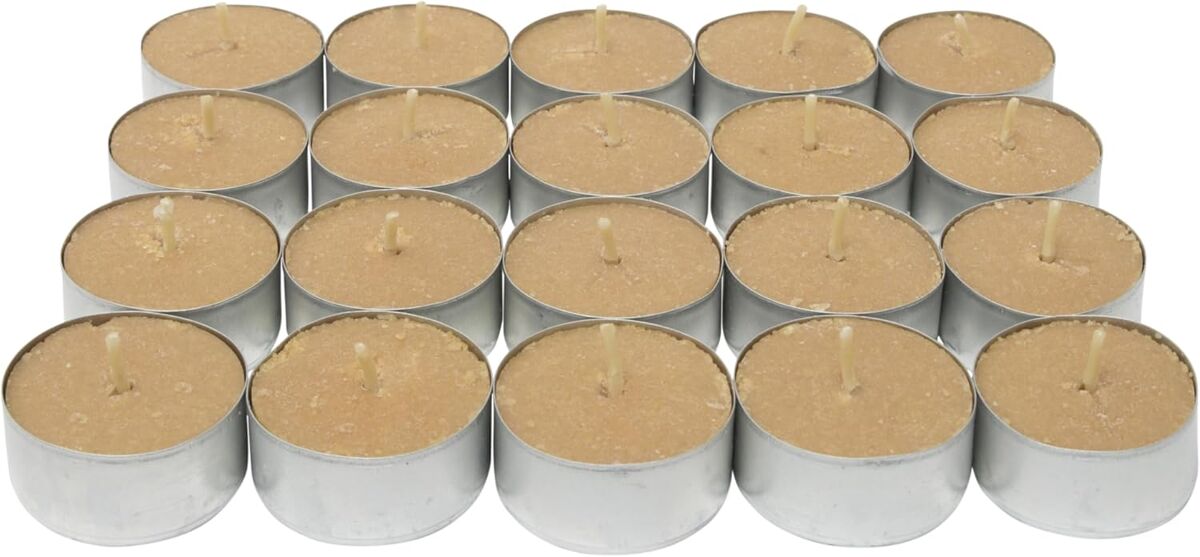 Com-fort house | velas de te perfumadas | pack velas de 20 unidades | velas de té calientaplatos | tealight | 4,5 horas de duración | olor canela
