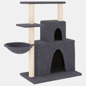 vidaXL Árvore p gatos c postes arranhadores sisal 83 cm cinza-escuro