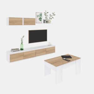 Pack salón Arlet Plus V2 Artik White (Branco mate) - Carvalho canadiano 200 x 43 x 41 cm