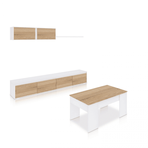 Pack salón Arlet Plus V2 Artik White (Branco mate) - Carvalho canadiano 200 x 43 x 41 cm