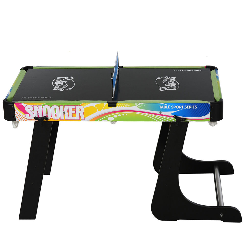 Homcom mesa multi juegos plegable 4 en 1 con futbolín, hockey, billar y ping-pong, mesa de juegos de sobremesa con accesorios incluidos, diversión en casa, 86,5x43,5x64 cm