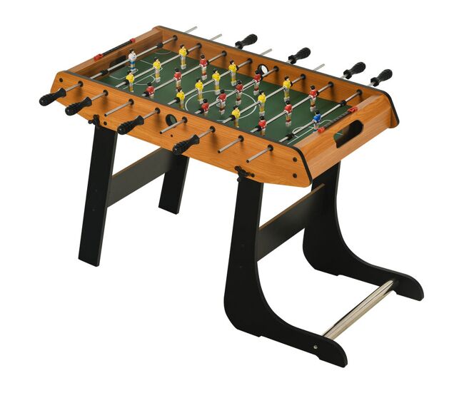 Homcom futbolín plegable juego de mesa de fútbol con 22 jugadores futbolín para niños y adultos con 2 marcadores 98x42x62,5 cm natural y negro