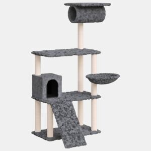 vidaXL Árvore p gatos c postes arranhadores sisal 131cm cinza-escuro