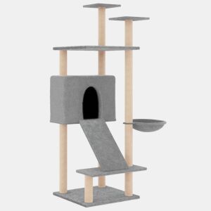 vidaXL Árvore p gatos c postes arranhadores sisal 153 cm cinza-claro