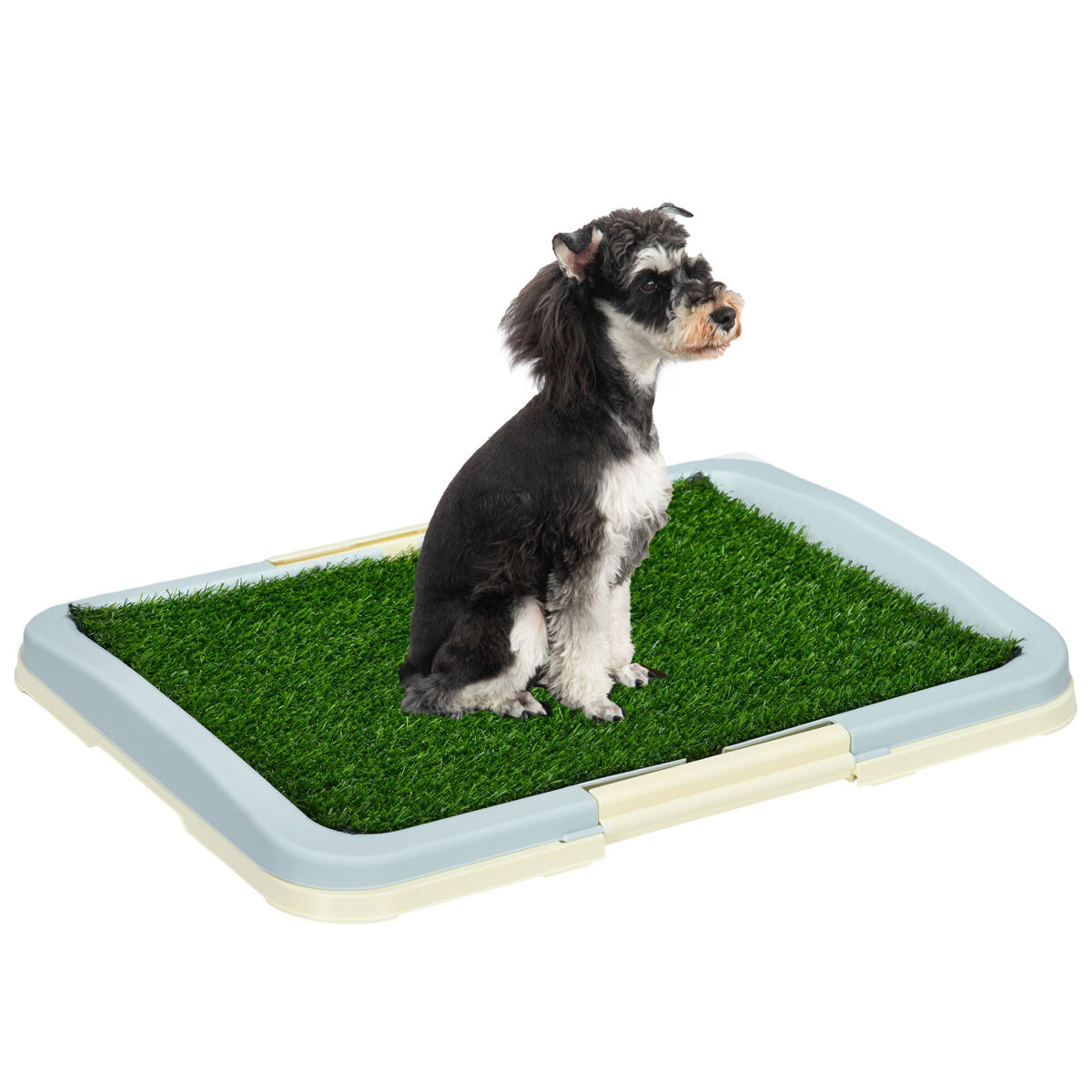 Pawhut inodoro para perros arenero para perros con césped artificial rejilla y bandeja desmontable para entrenamiento de cachorros en exterior e interior 63x48,5x6 cm multicolor