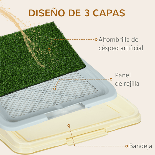 PawHut Sanita para Cães com Relva Artificial Grade e Bandeja Desmontável para Adestramento de Cães em Exterior e Interior 63x48,5x6 cm Multicor