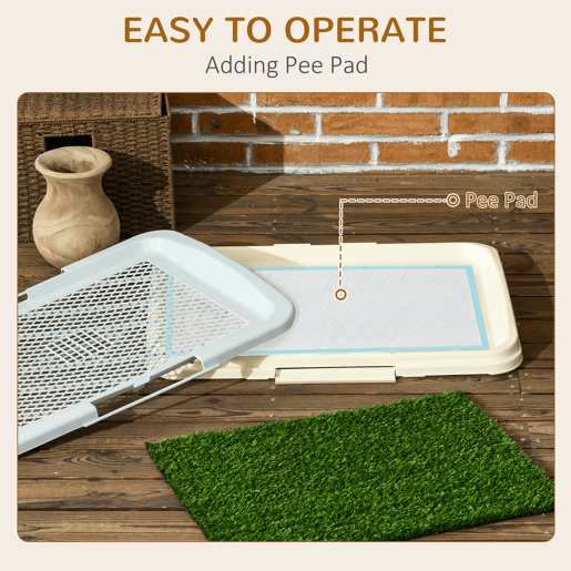 PawHut Sanita para Cães com Relva Artificial Grade e Bandeja Desmontável para Adestramento de Cães em Exterior e Interior 63x48,5x6 cm Multicor