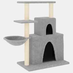 vidaXL Árvore p gatos c postes arranhadores sisal 83 cm cinza-claro